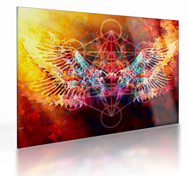 Staklena slika - Merkaba s krili, abstrakcija (70x50 cm)