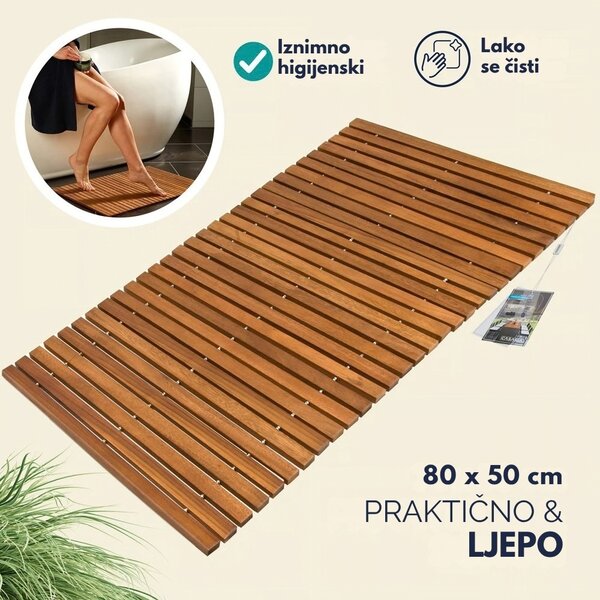 Kupaonska prostirka LINE, bagremovo drvo, 80x50x1 cm, smeđa Casaria