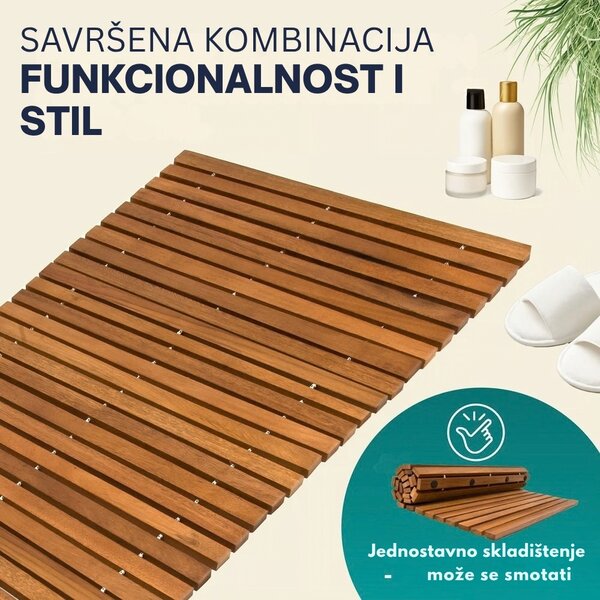 Kupaonska prostirka LINE, bagremovo drvo, 80x50x1 cm, smeđa Casaria