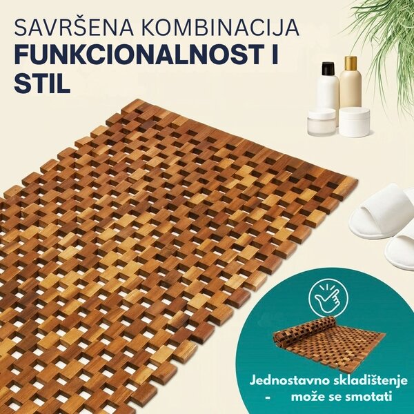 Kupaonska prostirka CUBE, bagremovo drvo, 80x50x1 cm, smeđa Casaria