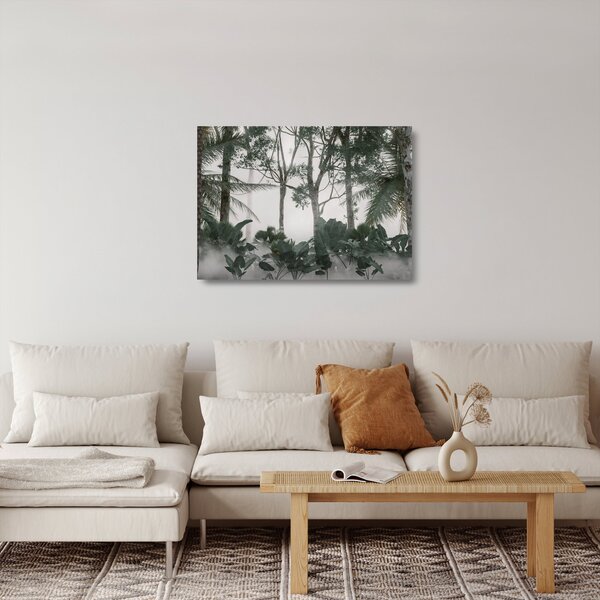 Staklena slika - Džungla v jutranji megli (70x50 cm)