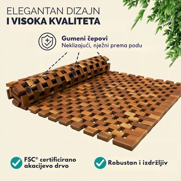 Kupaonska prostirka CUBE, bagremovo drvo, 80x50x1 cm, smeđa Casaria