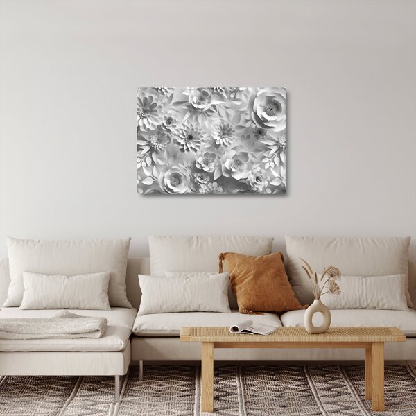 Staklena slika - Bele rože (70x50 cm)