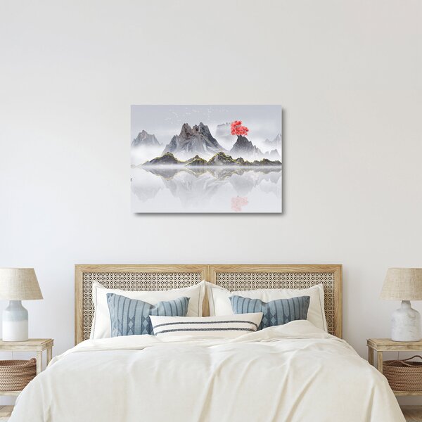 Staklena slika - Gore v megli (70x50 cm)
