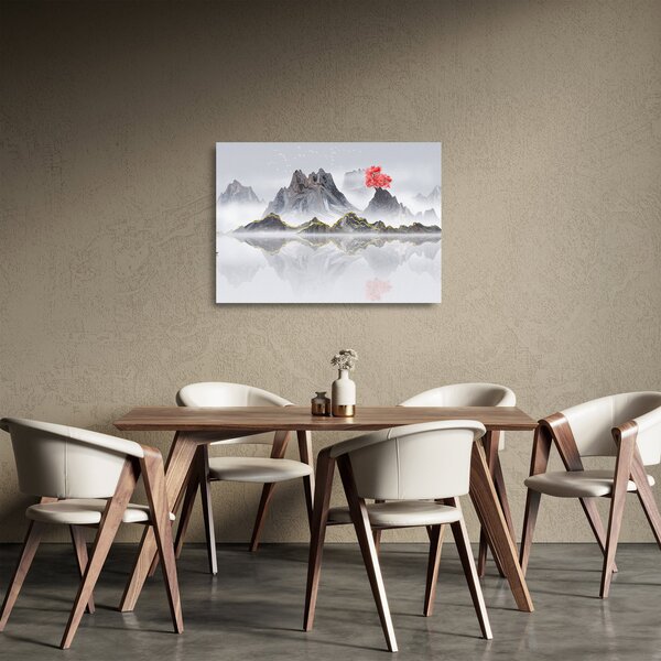 Staklena slika - Gore v megli (70x50 cm)