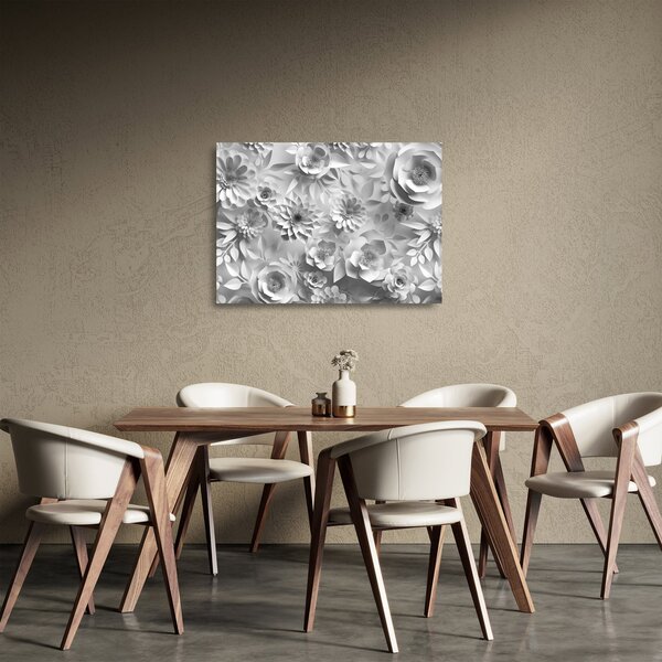 Staklena slika - Bele rože (70x50 cm)