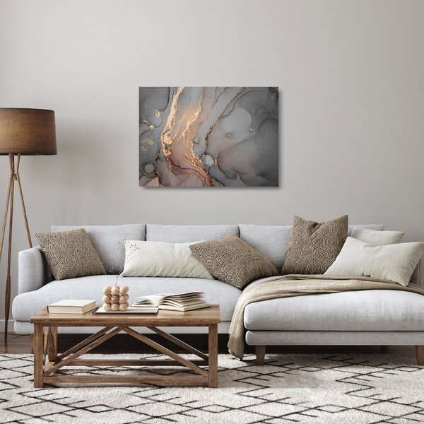 Staklena slika - Sivo-zlat marmor (70x50 cm)