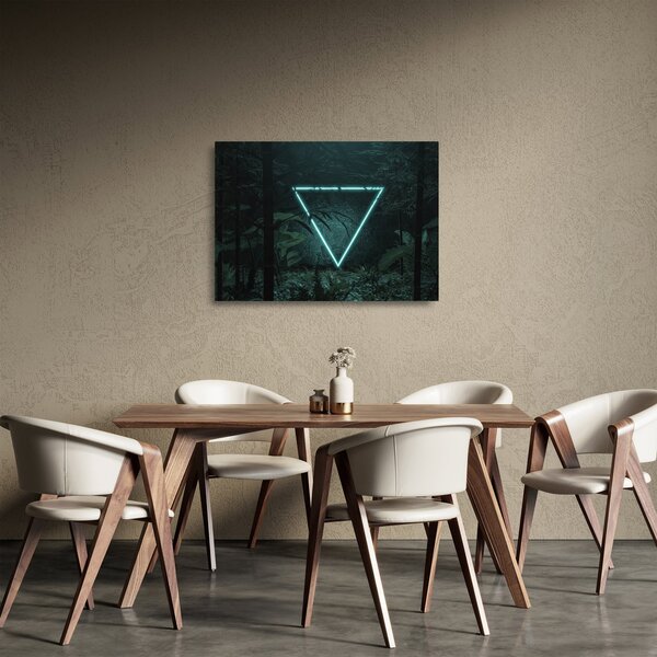 Staklena slika - Neonski trikotnik v džungli (70x50 cm)