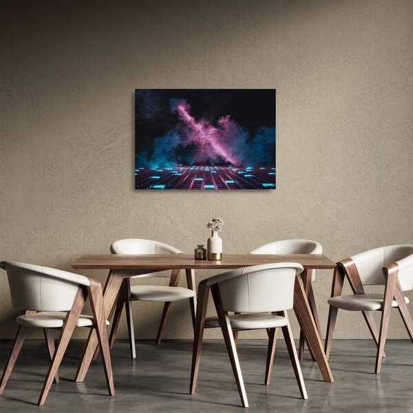 Staklena slika - Rožnato moder dim (70x50 cm)