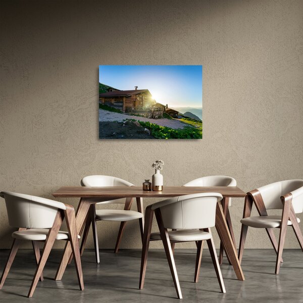 Staklena slika - Jutro v Alpah, Tirolska (70x50 cm)