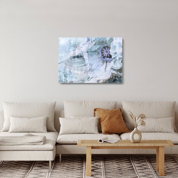Staklena slika - Freska s cvetjem na opečni steni (70x50 cm)