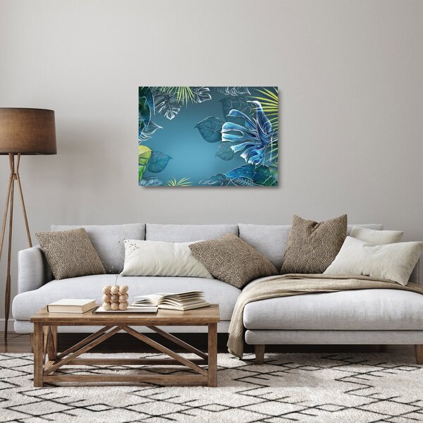 Staklena slika - Listi tropskih rastlin (70x50 cm)