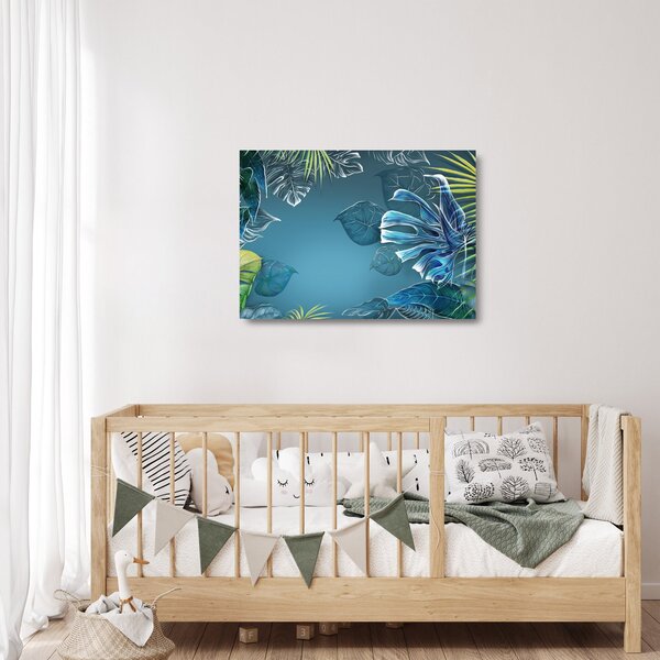 Staklena slika - Listi tropskih rastlin (70x50 cm)