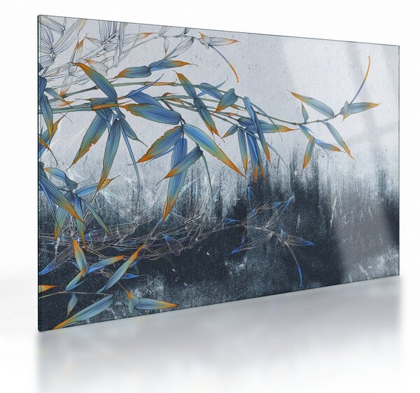 Staklena slika - Bambus na steni (70x50 cm)