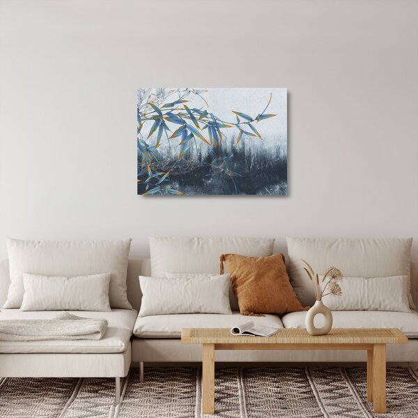 Staklena slika - Bambus na steni (70x50 cm)