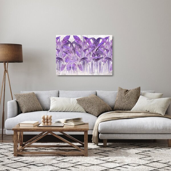 Staklena slika - Vijolični listi v mavcu (70x50 cm)