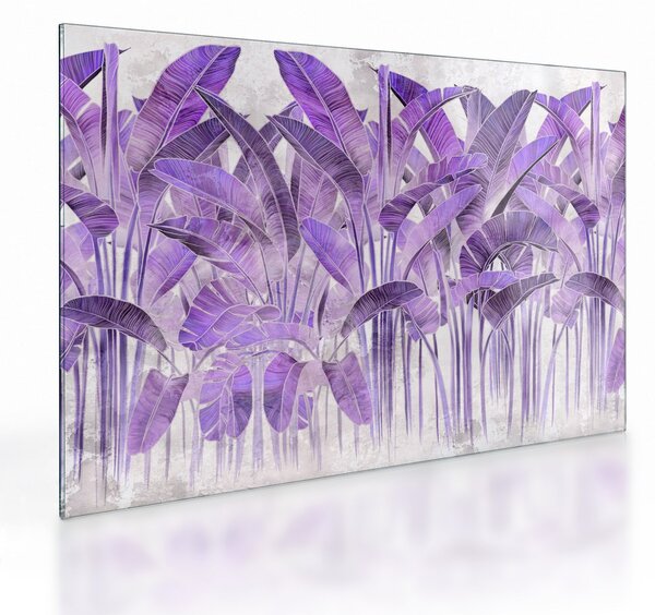 Staklena slika - Vijolični listi v mavcu (70x50 cm)