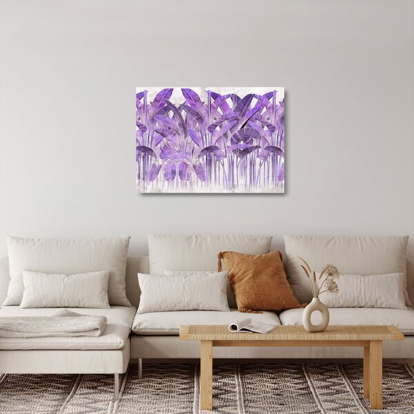 Staklena slika - Vijolični listi v mavcu (70x50 cm)