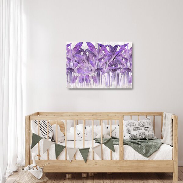 Staklena slika - Vijolični listi v mavcu (70x50 cm)