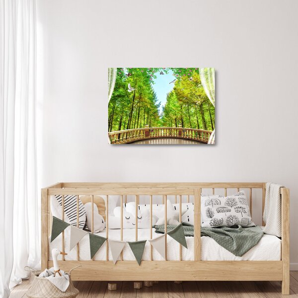 Staklena slika - Pogled na gozd (70x50 cm)