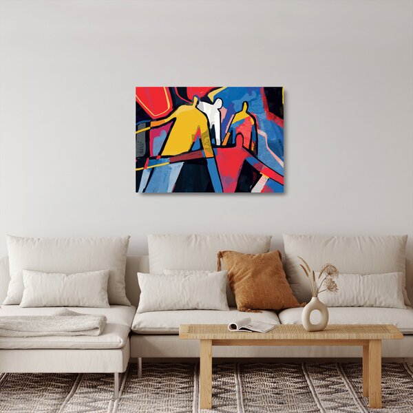 Staklena slika - Abstrakcija moških (70x50 cm)