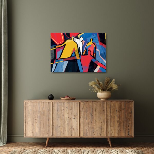 Staklena slika - Abstrakcija moških (70x50 cm)