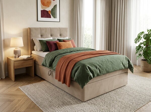 Tapecirani krevet boxspring DIRELIS TRINITY 90x200 cm bež Madrac: Bonell opružni madrac