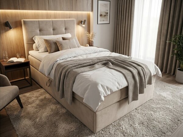 Tapecirani krevet boxspring DIRELIS TRINITY 90x200 cm bež Madrac: Bonell opružni madrac