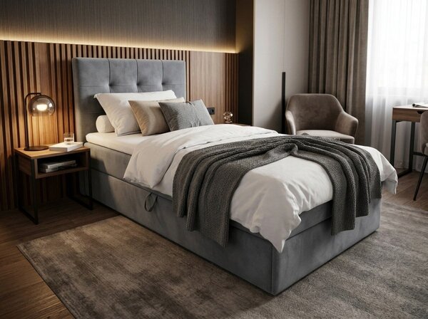 Tapecirani krevet boxspring DIRELIS TRINITY 90x200 cm siva Madrac: Bonell opružni madrac