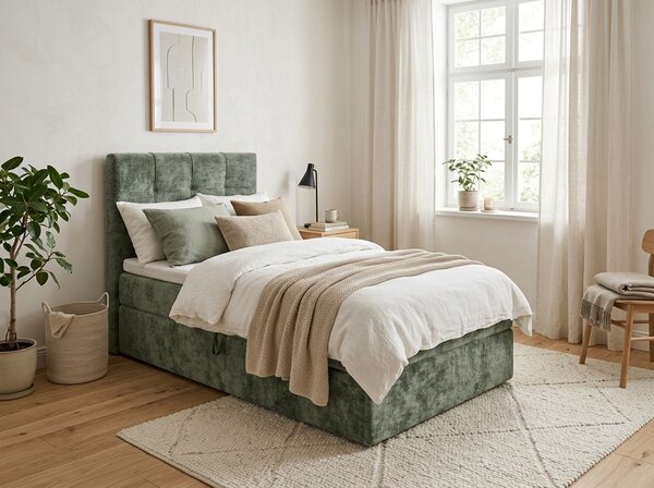 Tapecirani krevet boxspring DIRELIS VIBE 90x200 cm tamno zelena Madrac: Bonell opružni madrac