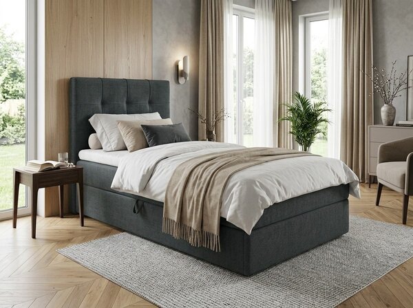 Tapecirani boxspring krevet DIRELIS VIBE 90x200 cm tamno siva Madrac: Bonell opružni madrac