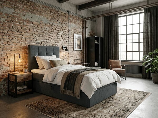 Tapecirani boxspring krevet DIRELIS VIBE 90x200 cm tamno siva Madrac: Bonell opružni madrac