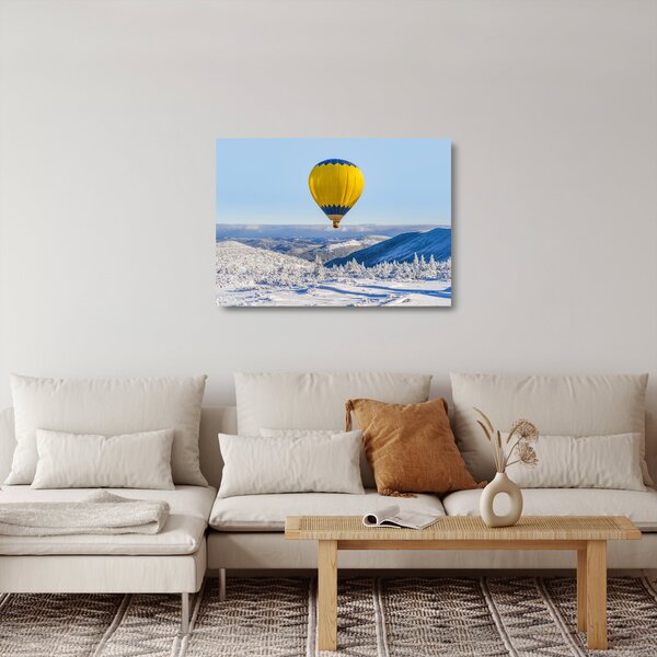 Staklena slika - Let nad zimsko pokrajino (70x50 cm)