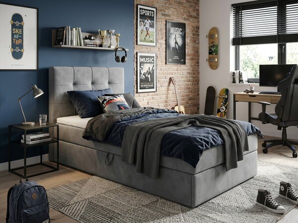 Tapecirani krevet boxspring DIRELIS TRINITY 90x200 cm siva Madrac: Bonell opružni madrac