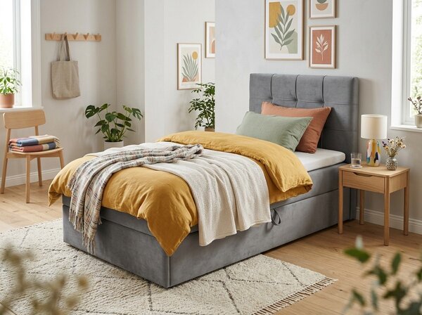Tapecirani krevet boxspring DIRELIS TRINITY 90x200 cm siva Madrac: Bonell opružni madrac