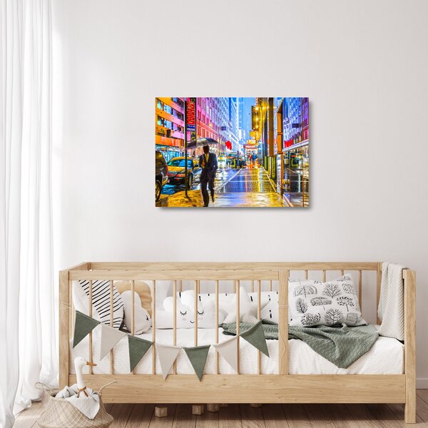 Staklena slika - Mesto v neonskem sijaju (70x50 cm)