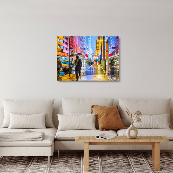 Staklena slika - Mesto v neonskem sijaju (70x50 cm)
