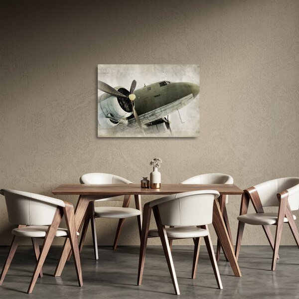 Staklena slika - Staro propelersko letalo (70x50 cm)