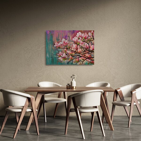 Staklena slika - Oljna slika, Cvetoča sakura (70x50 cm)