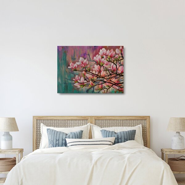 Staklena slika - Oljna slika, Cvetoča sakura (70x50 cm)