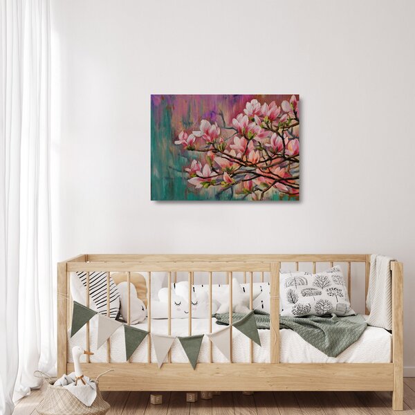 Staklena slika - Oljna slika, Cvetoča sakura (70x50 cm)