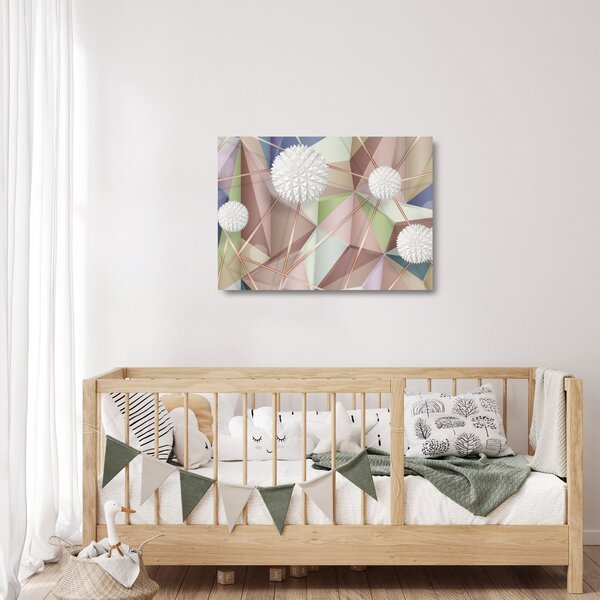 Staklena slika - 3D abstrakcija v pastelnih barvah (70x50 cm)