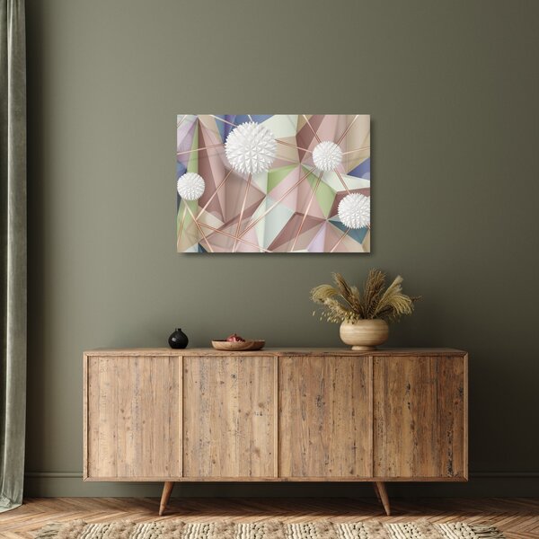 Staklena slika - 3D abstrakcija v pastelnih barvah (70x50 cm)