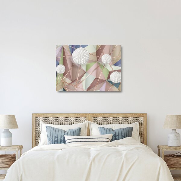 Staklena slika - 3D abstrakcija v pastelnih barvah (70x50 cm)