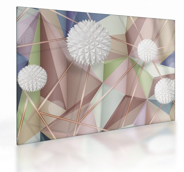 Staklena slika - 3D abstrakcija v pastelnih barvah (70x50 cm)