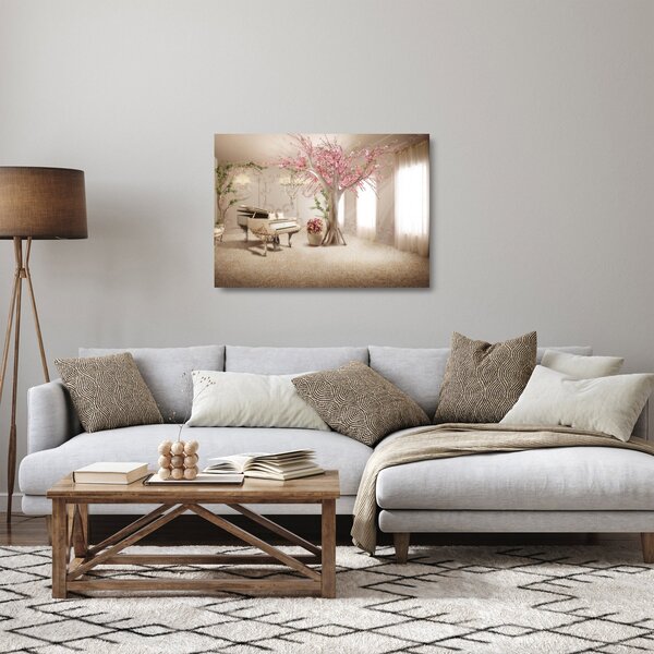 Staklena slika - Sanjska notranjost s klavirjem (70x50 cm)