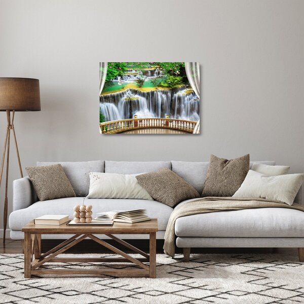 Staklena slika - Pogled na čarobne slapove (70x50 cm)