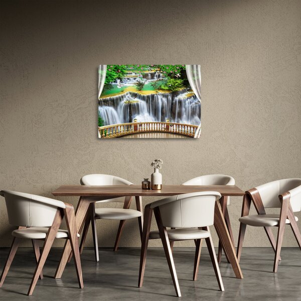 Staklena slika - Pogled na čarobne slapove (70x50 cm)