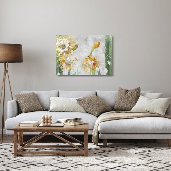 Staklena slika - Cvetoči kaktusi, vintage (70x50 cm)