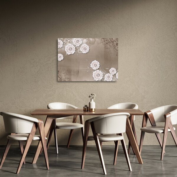 Staklena slika - Draperija z rožami (70x50 cm)